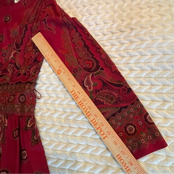 Jerry Silverman by Saulino Rare Vintage 70’ women Red Paisley Dress size Medium - Picture 10 of 12